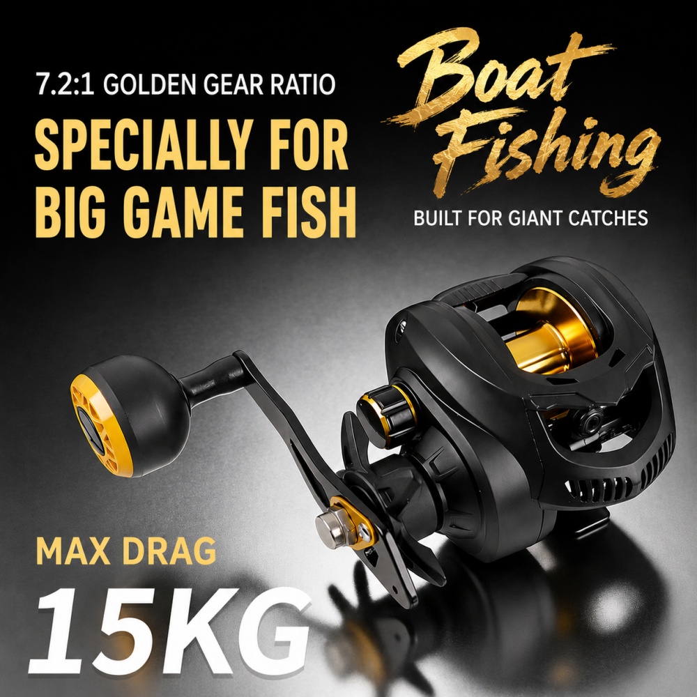 Trolling Reel - 7,2:1 Hochleistungs-Baitcasting-Rolle 15kg Max Bremskraft 18+1BB